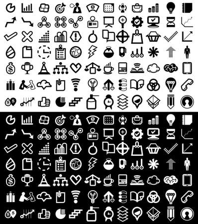84 Vector Icon Set Black & White shape for business design infographicのイラスト素材