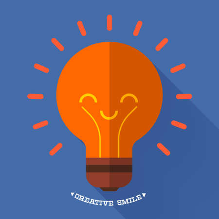 Light bulb vector design in flat design & long shadowのイラスト素材