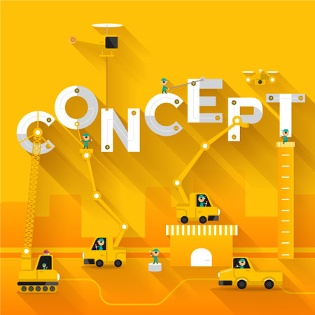 Construction site crane building concept text, Vector illustration template design