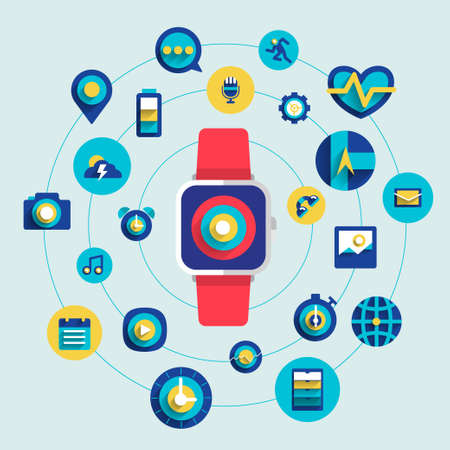 Vector illustrate.Flat design concept smart watch.のイラスト素材