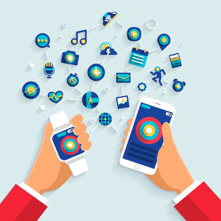 Vector illustrate.Flat design concept smart watch.のイラスト素材