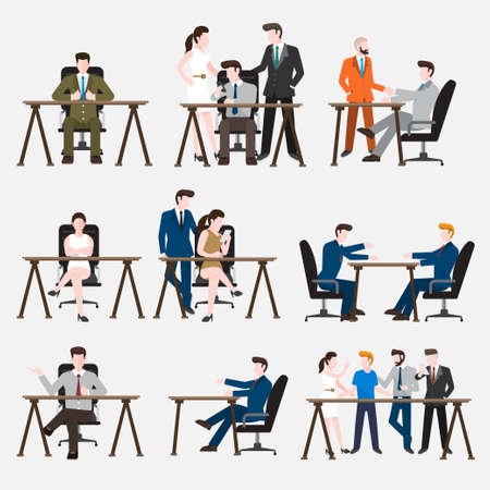 Business Peoples acting in workplace - Vector Illustration, Graphic Design Editable For Your Design.のイラスト素材
