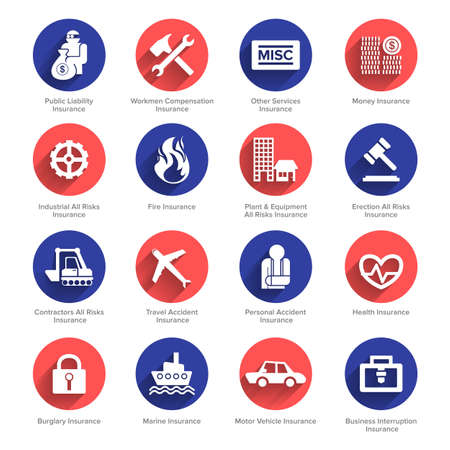 Insurance icons set vector. Flat design.のイラスト素材