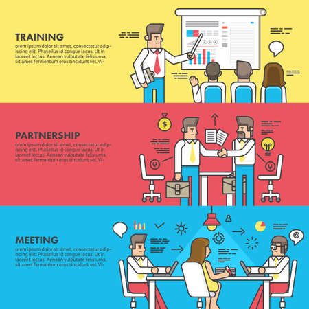 Flat design concept training partnership and meeting business.のイラスト素材