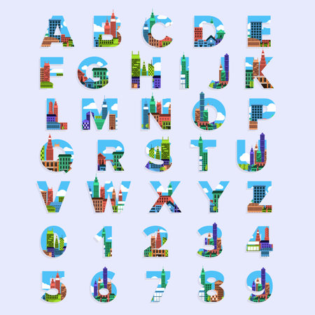 Vector Alphabet Set the city graphic background.