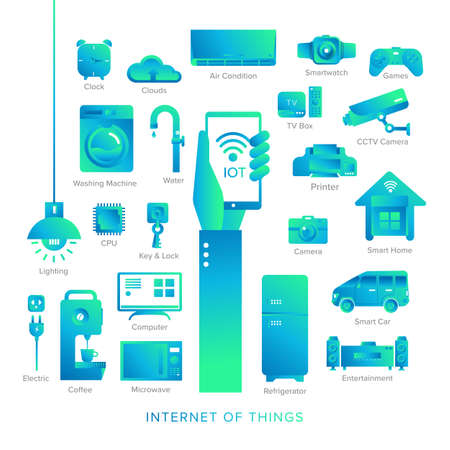Vector illustrate design concept internet of things ( IOT ) flat icon style and element for banner , website , blog and other digital media.のイラスト素材