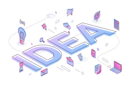 Flat design typography concept "". building text with thin line icon and graphic layout. Vector illustration.のイラスト素材