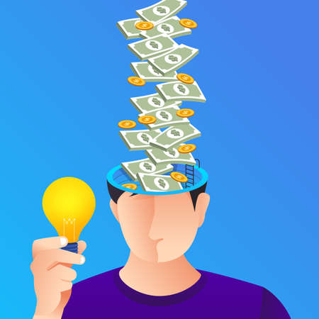 Flat design concept create big idea with XX. Vector illustrate.のイラスト素材