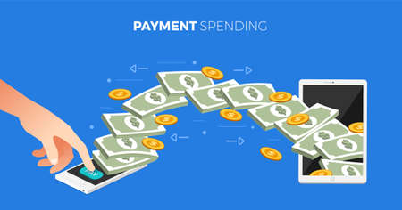 Flat design concept payment. Payment method and option or channel to transfer money. Vector illustration.のイラスト素材