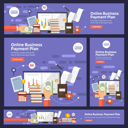 Banner set flat design concept digital marketing. Adaptation to many size banner. Vector illustrate.のイラスト素材