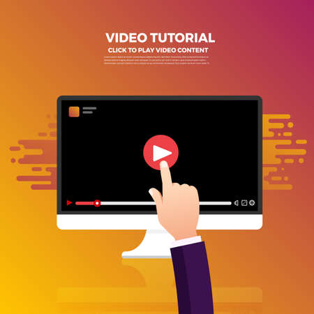 Flat design vlog concept. Create video content and make money. Vector illustrateのイラスト素材