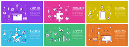 A various banner background set of digital marketing vector illustrationのイラスト素材