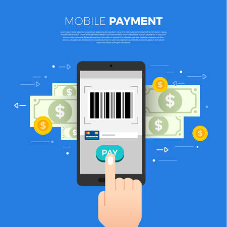 Flat design concept payment. Payment method and option or channel to transfer money. Vector illustrate.のイラスト素材