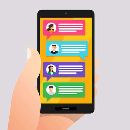 Flat design concept message and chat. Present by icon text message. Vector illustrateのイラスト素材