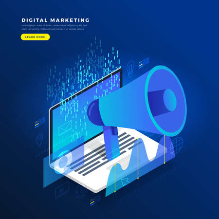 Flat design concept digital marketing advertising online platform analysis with graph , chart and infographic. Vector illustrations.のイラスト素材