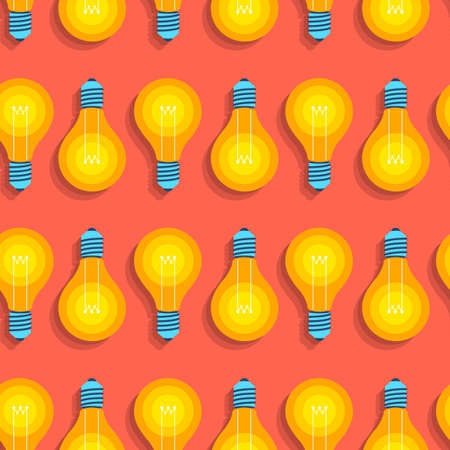 Seamless  background pattern flat design concept idea with light bulb icon. Vector illustrate.のイラスト素材