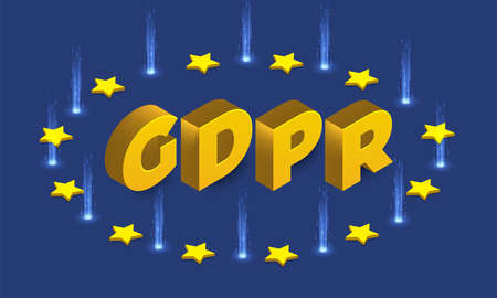 Flat design concept europe policy technology GDPR. General data protection regulations. Vector isometric  illustrations.のイラスト素材