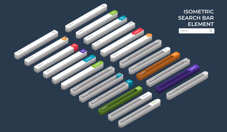 Isometric search bar vector element design templates set. Vector illustrations.のイラスト素材