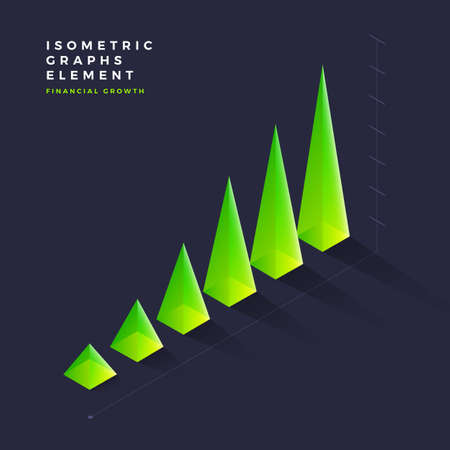 Graph object infographic vector elements presentation graphics, statistics of data and diagrams. 3d isometric design.のイラスト素材