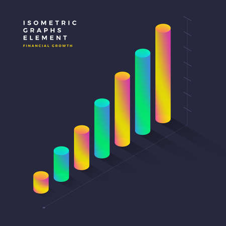 Graph object infographic vector elements presentation graphics, statistics of data and diagrams. 3d isometric design.のイラスト素材