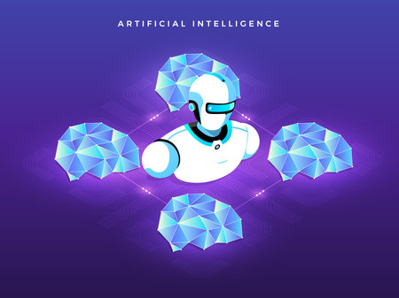 Illustrations concept  artificial intelligence AI. Technology working with smart brain computer and...