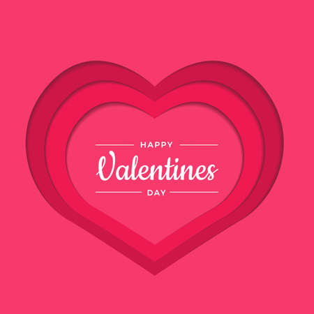 Happy valentine's day layout design with roses, lettering, paper cut and texture background. Wallpaper, flyers, invitation, posters, brochure, banners.のイラスト素材