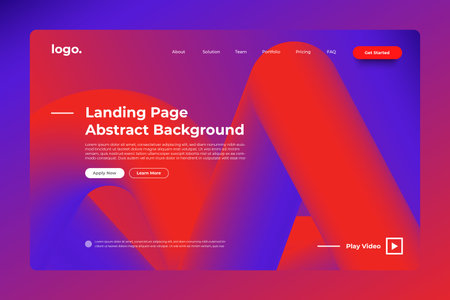 Landing page website mockup abstract background. Vivid bright gradient freeform like fluid. Concept...