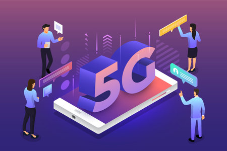 Illustrations concept design 5G technology Increase connection efficiency to internet of things and...
