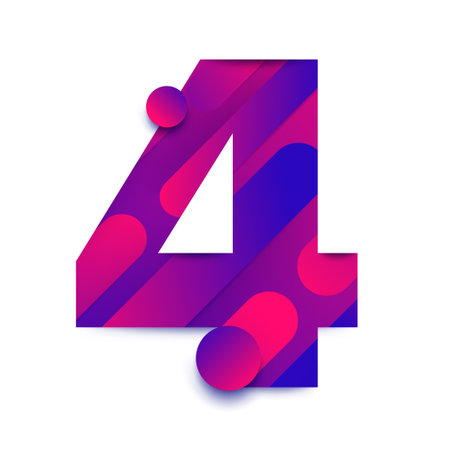 Number arabic 4 (four). typeface in abstract gradient background. Vector Illustrate.のイラスト素材