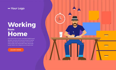 Illustrations concept people working from home. Stay home. Vector illustrate.のイラスト素材