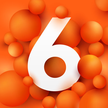 illustration the number 6 on 3d ball orange. Vector illustrate.のイラスト素材