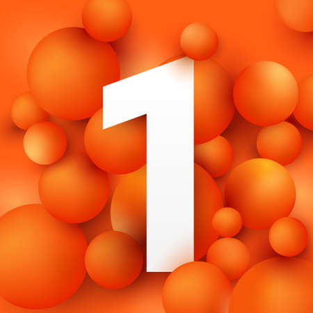 illustration the number 1 on 3d ball orange. Vector illustrate.のイラスト素材