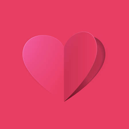 Vector design cpncept valentine day. Love pink background.  Heart paper cut and flip. Vector illustrate.のイラスト素材
