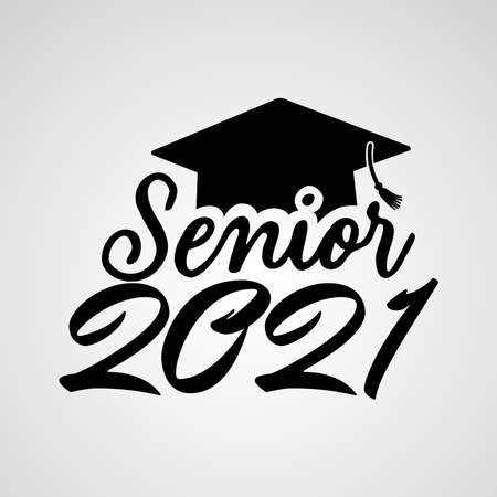 Vector illustrate design graduation 2021 logo, Class of 2021, Senior 2021 badges design.のイラスト素材