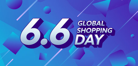 Flat design concept 6.6 global shopping day. six of june text illustrate. Vector illustrations