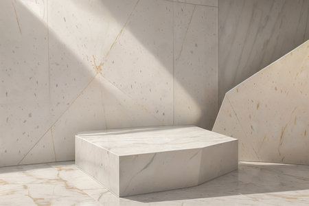 Abstract white background concept and marble stone texture.Geometric platform show cosmetic product.3D display podium on white background.Stand Minimal mockup for presentation.Stage showcase. AI generated.の素材