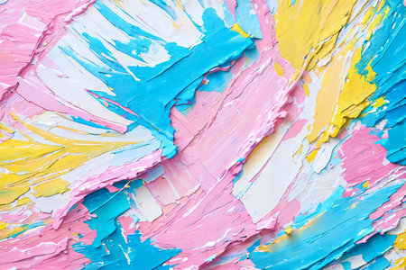 Closeup of abstract background rough colorful multicolored art painting texture, pallet knife paint on canvas, with impasto oil brushstroke. - Generative AIの素材