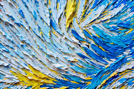 Closeup of abstract background rough colorful multicolored art painting texture, pallet knife paint on canvas, with impasto oil brushstroke. - Generative AIの素材