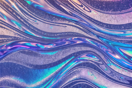 Abstract background fluid waving, holographic color, glossy and glowing, Iridescent Texture.  - Generative AIの素材