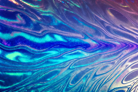 Abstract background fluid waving, holographic color, glossy and glowing, Iridescent Texture.  - Generative AIの素材