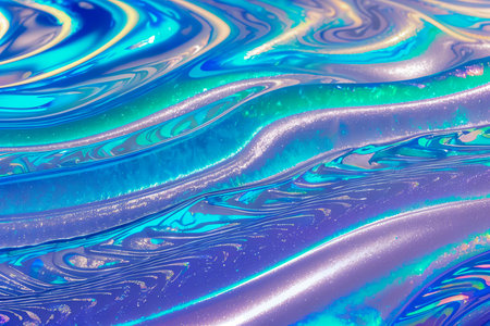 Abstract background fluid waving, holographic color, glossy and glowing, Iridescent Texture.  - Generative AIの素材