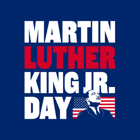Martin Luther King Jr Day., Vector illustrations, typography greeting card design. Graphic design for banner, USA flag.のイラスト素材