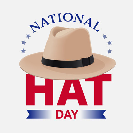 vector illustrational of national hat day, Flat design concept, graphic designe for banner, Celebrated Each Year on January 15th with Fedora Hats, Cap, Cloche or Derby in Flat Cartoonのイラスト素材