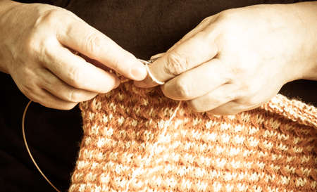 Woman knitting. Vintage styleの写真素材