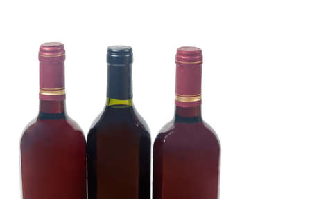 Wine bottles isolated on whiteの写真素材