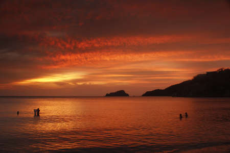 Red sunset beachの写真素材