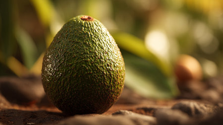 Fresh and Ripe Avocado on Textured Surface in Natural Light Settingの素材