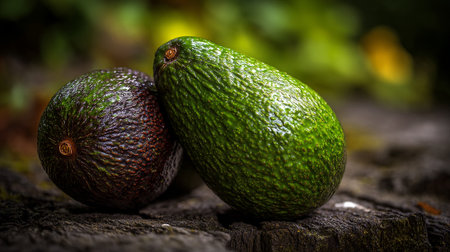 Fresh and delicious avocados, a creamy and nutritious culinary delight on woodの素材
