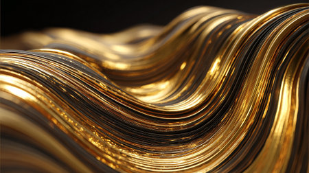 Abstract Gold and Black Metallic Waves, A Luxurious Dynamic Textureの素材