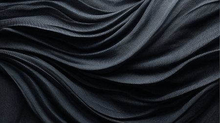Elegant Dark Fabric Texture with Waves and Draping Effectの素材
